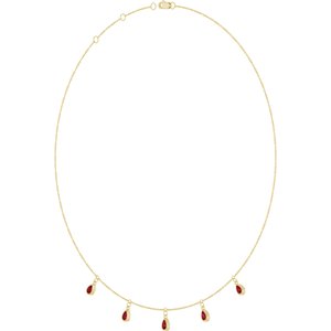 14K Yellow Gold Lab-Grown Ruby 5-Stone Station 16-18" Necklace – image 2