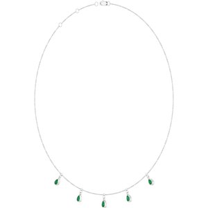 Platinum Lab-Grown Emerald 5-Stone Station 16-18" Necklace – image 2