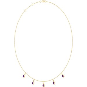14K Yellow Gold Natural Amethyst 5-Stone Station 16-18" Necklace – image 2