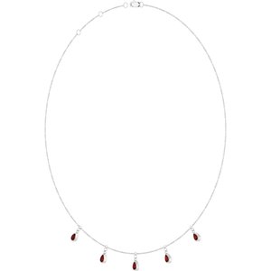 14K White Gold Natural Mozambique Garnet 5-Stone Station 16-18" Necklace – image 2
