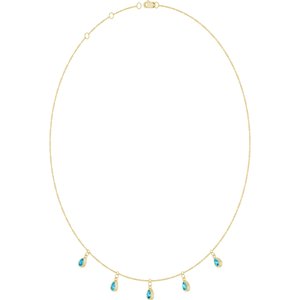 14K Yellow Gold Natural Aquamarine 5-Stone Station 16-18" Necklace – image 2