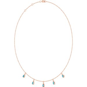 14K Rose Gold Natural Aquamarine 5-Stone Station 16-18" Necklace – image 2