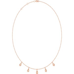 14K Rose Gold 5x3 mm Pear 5-Stone Station 16-18" Necklace Mounting – image 4