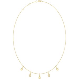 14K Yellow Gold 5x3 mm Pear 5-Stone Station 16-18" Necklace Mounting – image 4
