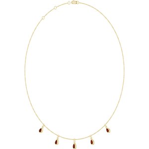 14K Yellow Gold Natural Mozambique Garnet 5-Stone Station 16-18" Necklace – image 2