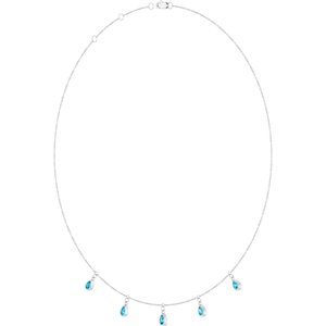 14K White Gold Natural Aquamarine 5-Stone Station 16-18" Necklace – image 2