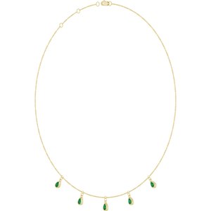14K Yellow Gold Lab-Grown Emerald 5-Stone Station 16-18" Necklace – image 2