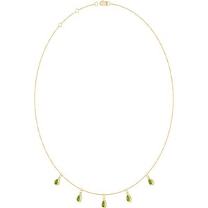 14K Yellow Gold Natural Peridot 5-Stone Station 16-18" Necklace – image 2