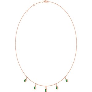 14K Rose Gold Lab-Grown Emerald 5-Stone Station 16-18" Necklace – image 2