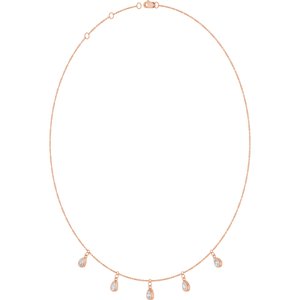 14K Rose Gold Natural Diamond 5-Stone Station 16-18" Necklace – image 2