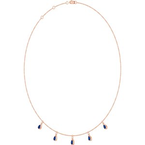 14K Rose Gold Lab-Grown Blue Sapphire 5-Stone Station 16-18" Necklace – image 2