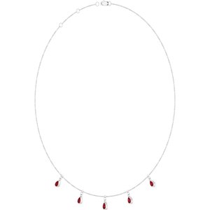Platinum Lab-Grown Ruby 5-Stone Station 16-18" Necklace – image 2