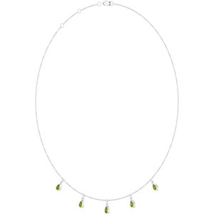 Platinum Natural Peridot 5-Stone Station 16-18" Necklace – image 2
