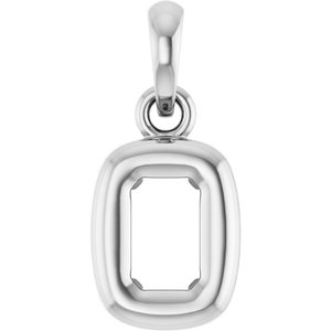 14K White Gold 5x3 mm Emerald Back-Set Charm/Pendant Mounting – image 2