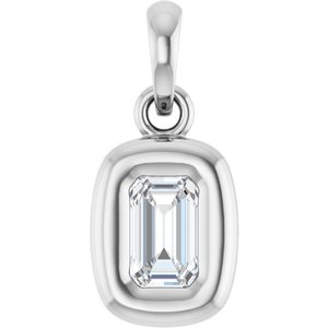 Platinum 5x3 mm Emerald Back-Set Charm/Pendant Mounting