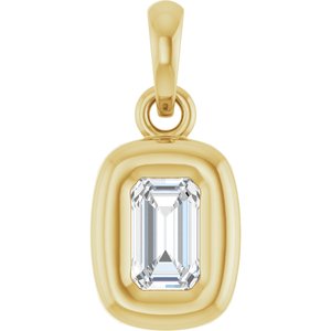 10K Yellow Gold 5x3 mm Emerald Back-Set Charm/Pendant Mounting