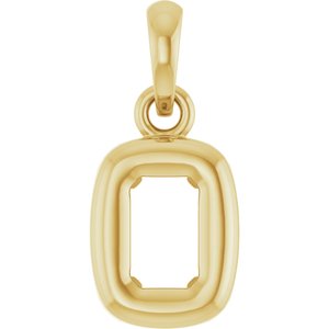 14K Yellow Gold 5x3 mm Emerald Back-Set Charm/Pendant Mounting – image 2