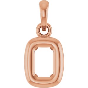 14K Rose Gold 5x3 mm Emerald Back-Set Charm/Pendant Mounting – image 2