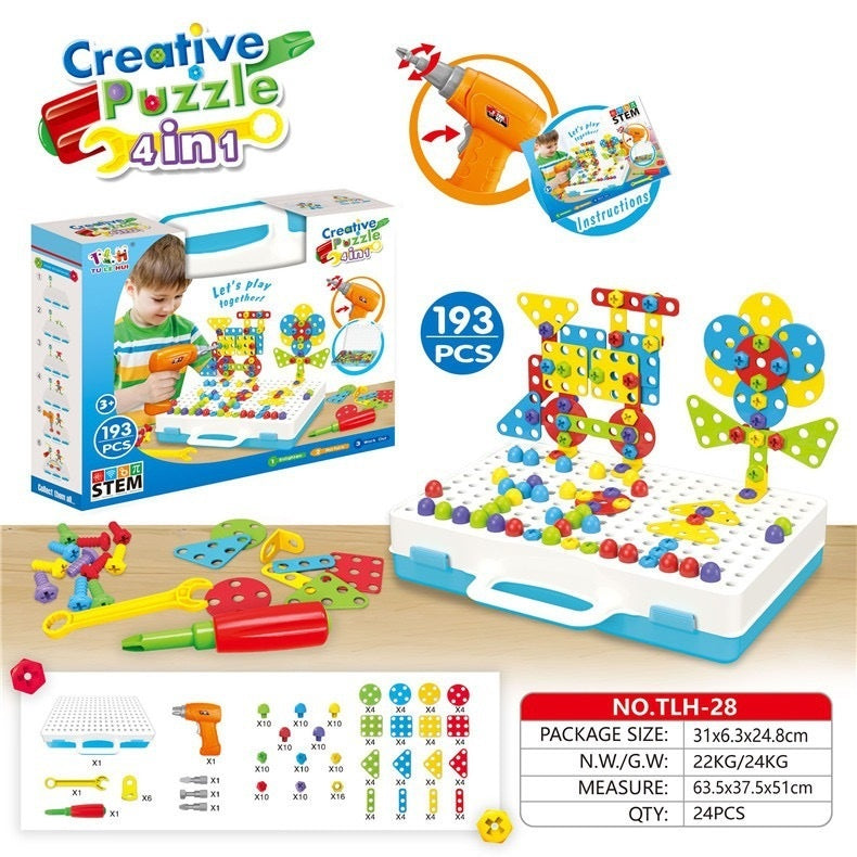 Kids Drill Puzzle Building Kit – Educational Construction Toy Set