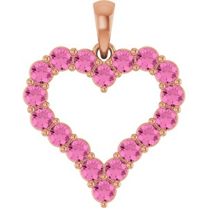 14K Rose Gold Lab-Grown Pink Sapphire Heart Pendant