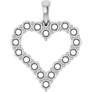 14K White Gold 2.5 mm Round Heart Pendant Mounting – image 2