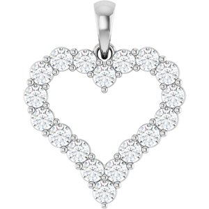 14K White Gold 2.5 mm Round Heart Pendant Mounting