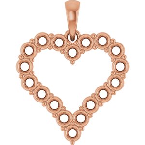 14K Rose Gold 2.5 mm Round Heart Pendant Mounting – image 2