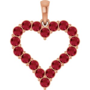 14K Rose Gold Lab-Grown Ruby Heart Pendant