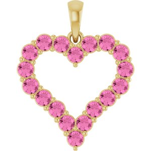 14K Yellow Gold Lab-Grown Pink Sapphire Heart Pendant