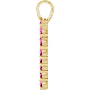 14K Yellow Gold Lab-Grown Pink Sapphire Heart Pendant – image 3