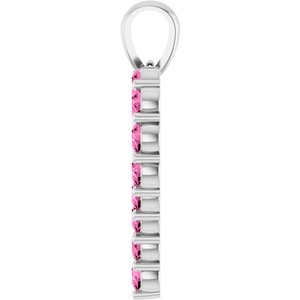 14K White Gold Lab-Grown Pink Sapphire Heart Pendant – image 3