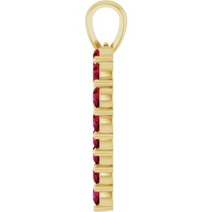 14K Yellow Gold Lab-Grown Ruby Heart Pendant – image 3