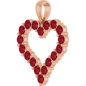 14K Rose Gold Lab-Grown Ruby Heart Pendant – image 2