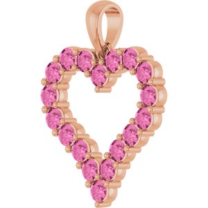 14K Rose Gold Lab-Grown Pink Sapphire Heart Pendant – image 2
