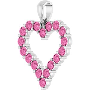 Platinum Lab-Grown Pink Sapphire Heart Pendant – image 2