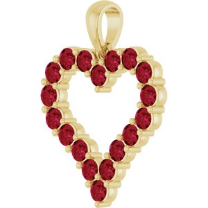 14K Yellow Gold Lab-Grown Ruby Heart Pendant – image 2