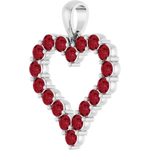 Sterling Silver Lab-Grown Ruby Heart Pendant – image 2