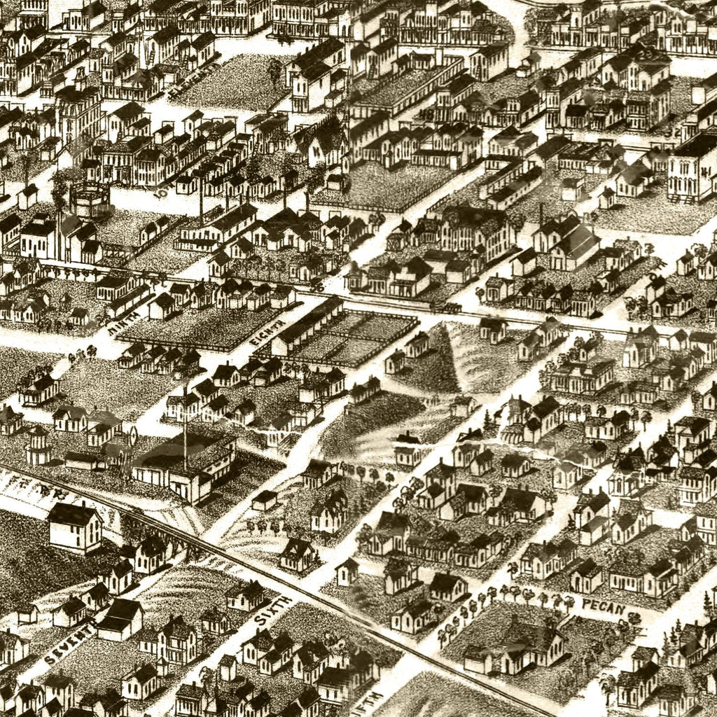 Vintage Map of Fort Worth, Texas 1886