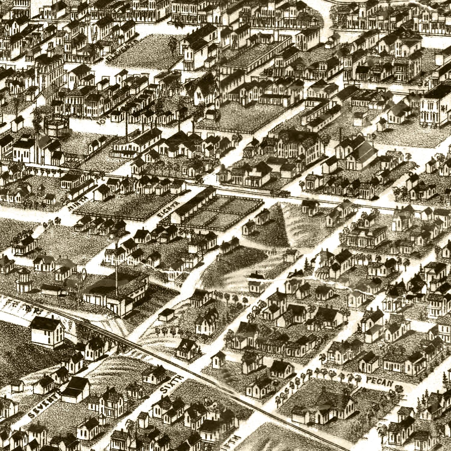 Vintage Map of Fort Worth, Texas 1886