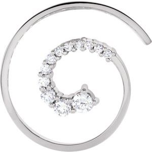 14K White Gold 1/2 Natural Diamond Journey Spiral Pendant