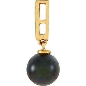 14K Yellow Gold Cultured Black Akoya Pearl & .07 CTW Natural Diamond Pendant