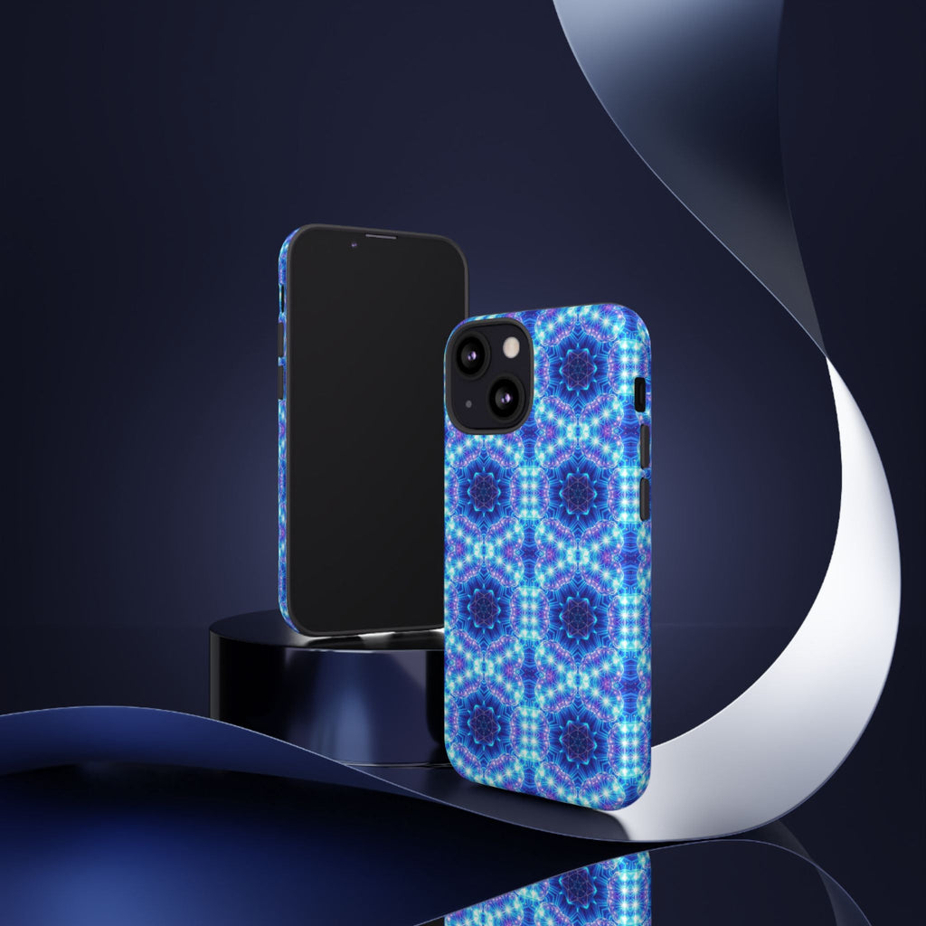 Blue Mandalas with Neon Lights Tough Phone Cases