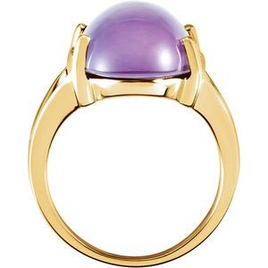 14K Yellow Gold Natural Amethyst Cabochon Ring