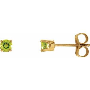 14K Yellow Gold Natural Peridot Youth Earrings