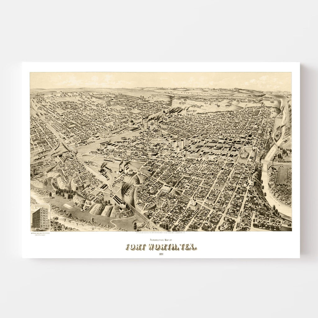 Vintage Map of Fort Worth, Texas 1891
