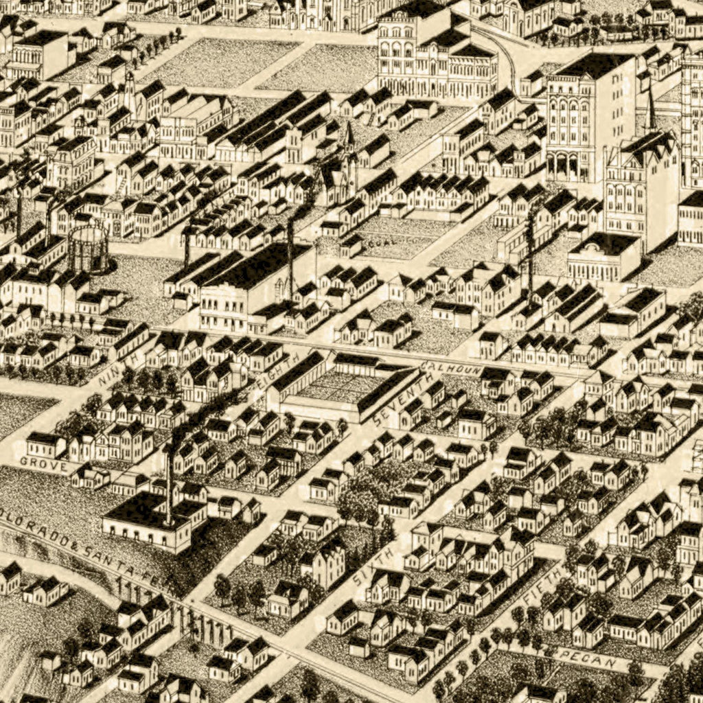 Vintage Map of Fort Worth, Texas 1891