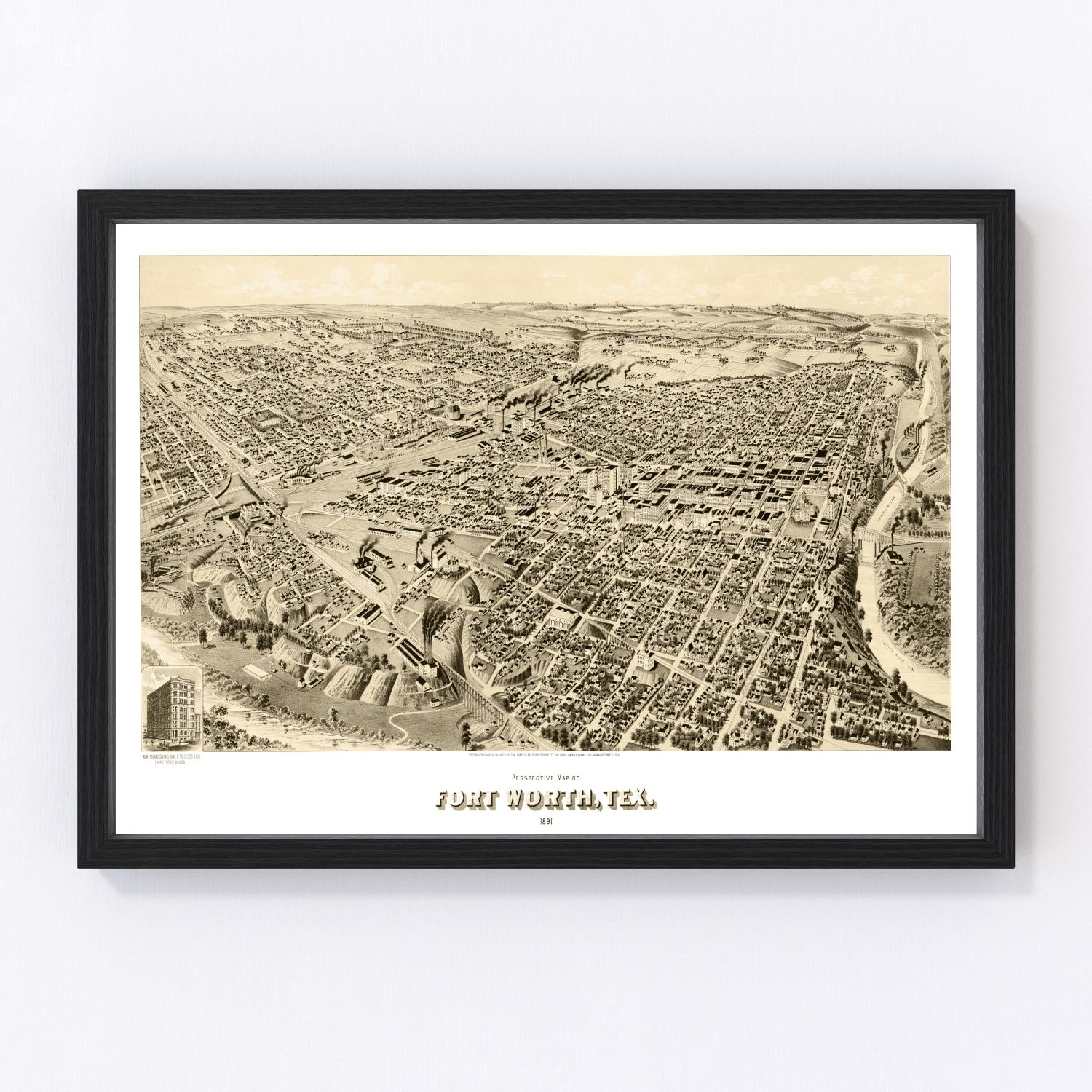 Vintage Map of Fort Worth, Texas 1891