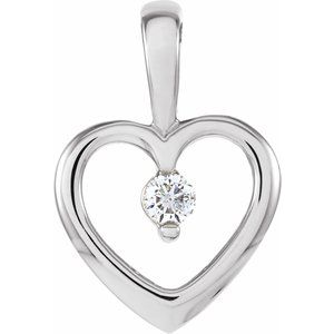 14K White Gold .07 CT Natural Diamond Heart Pendant