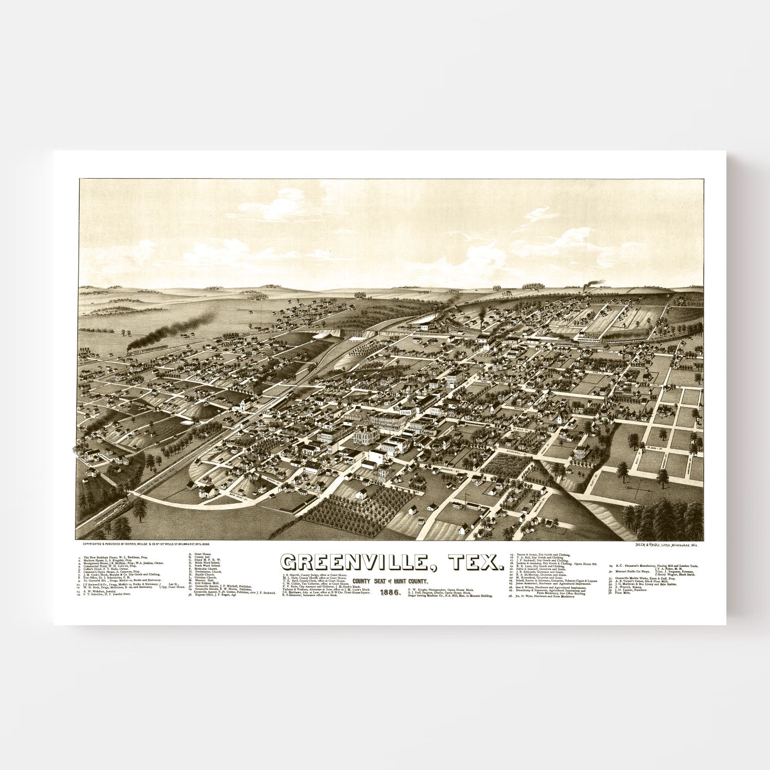 Vintage Map of Greenville, Texas 1886
