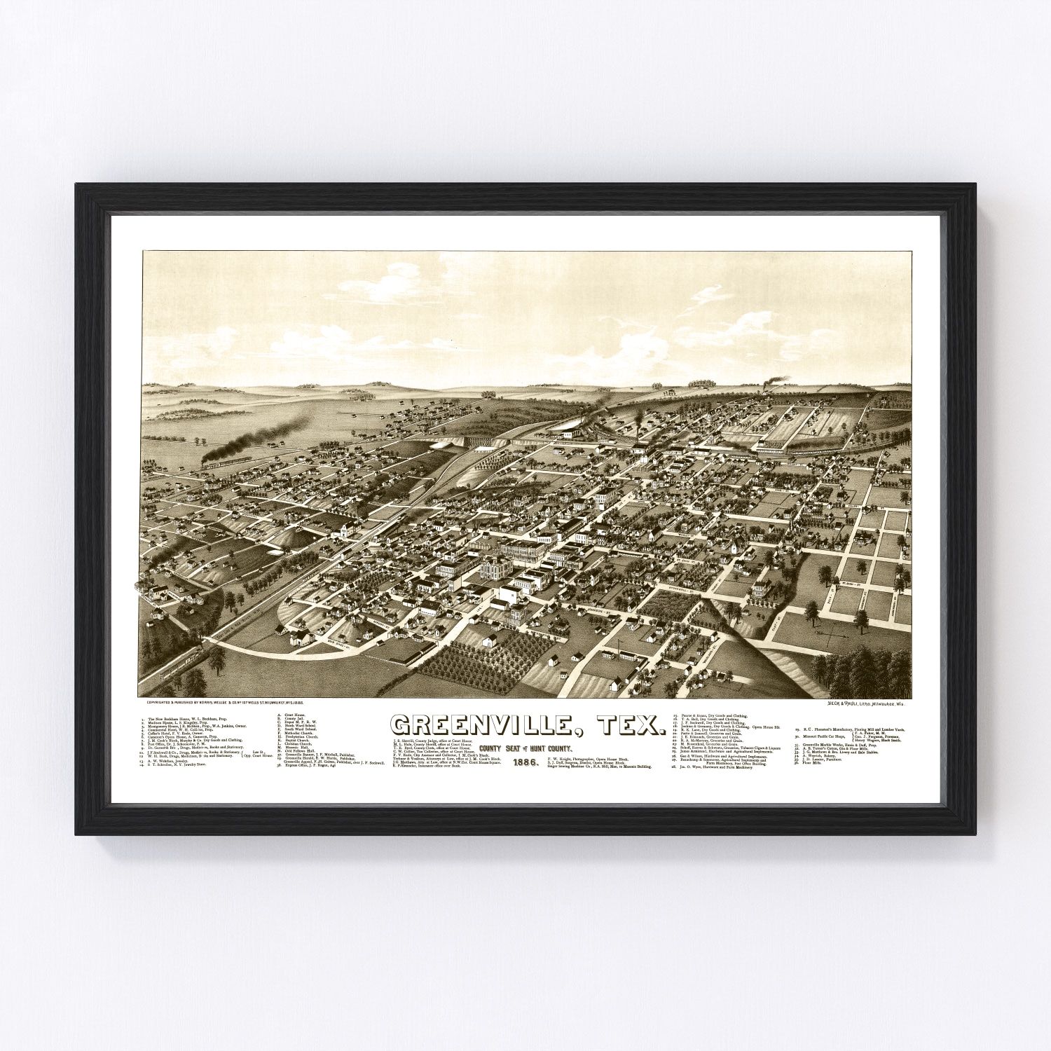 Vintage Map of Greenville, Texas 1886